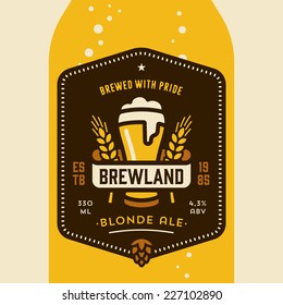 Original retro home brew beer bottle label design concept