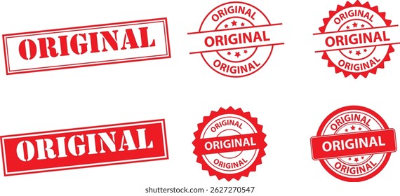 Original retro red isolated rubber stamps on white background