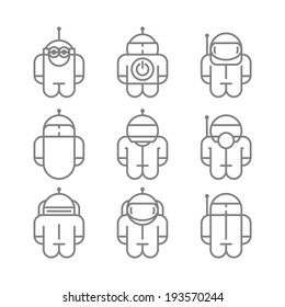 Original Robot droid Set icons . Vector illustration.