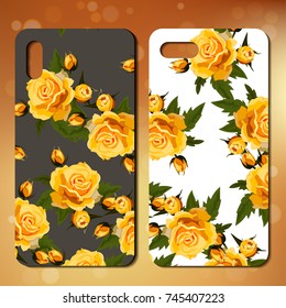 Original rose phone cover design on colorful bokeh background. Best design for smart phone.