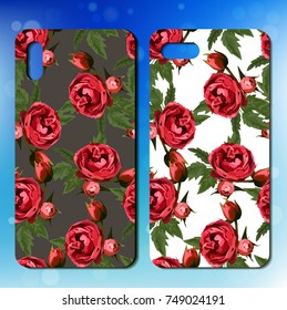 Original rose phone cover design on colorful bokeh background. Best design for smart phone.