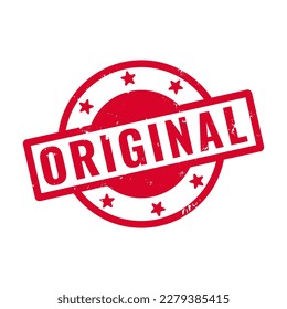 Original Rubber Stamp with grunge effect in red color. Business concept design. Vector Art Round Seal Badge illustration. Isolated white background