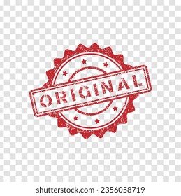 Original rubber stamp with grunge style on transparent grid background