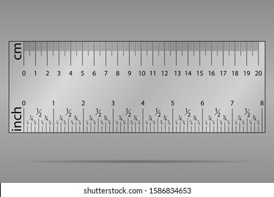 Original Ruler. Measuring tool, Graduation grid, flat vector illustration. Size indicator units, Measure tape isolated on background.
