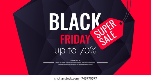 Original sale poster for Black friday sale. Abstract polygonal background. Low poly design. Vector illustration