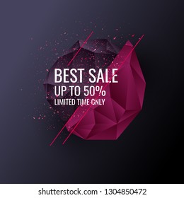 Original sale poster for discount. Abstract polygonal background. Low poly design. Vector illustration