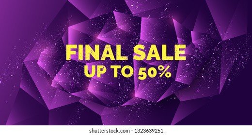 Original sale poster for discount. Abstract polygonal background. Low poly design. Vector illustration