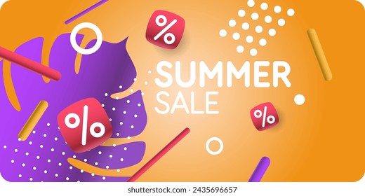 Original sale poster for discount. Summer background.