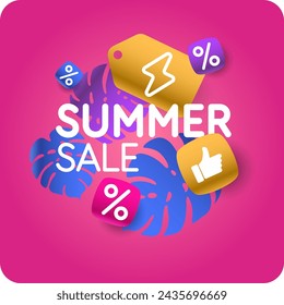 Original sale poster for discount. Summer background.