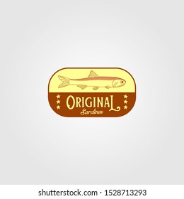 original sardine fish vintage logo label emblem packaging vector icon seafood design