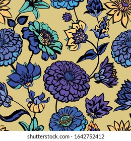 Original seamless floral pattern. Print for fabric, wallpaper, covers. Background with flowers and floral motifs.