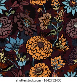 Original patrón floral sin costuras. Impresión para tela, Fondo de pantalla, fundas. Fondo con flores y motivos florales.