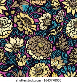 Original seamless floral pattern. Print for fabric, wallpaper, covers. Background with flowers and floral motifs.