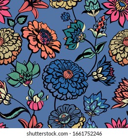 Original seamless floral pattern. Print for fabric, wallpaper, covers. Background with flowers and floral motifs.