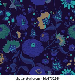 Original seamless floral pattern. Print for fabric, wallpaper, covers. Background with flowers and floral motifs.
