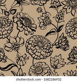 Patrón floral original sin fisuras. Imprimir para tela, papel pintado, tapas. Fondo florido y motivos florales.