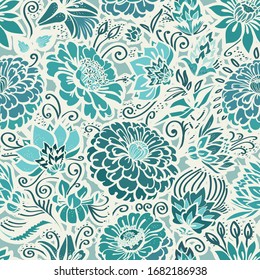 Original seamless floral pattern. Print for fabric, wallpaper, covers. Background with flowers and floral motifs.