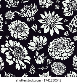 Original nahtlose Blumenmuster. Druck für Stoff, Tapete, Deckel. Hintergrund mit Blumen und Blumenmotiven.