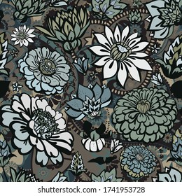 Original seamless floral pattern. Print for fabric, wallpaper, covers. Background with flowers and floral motifs.