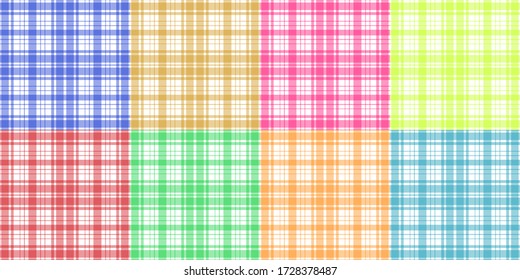 Original seamless pattern of cells and stripes in colored colors.