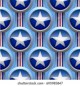 An original, seamless pattern consisting of objects in the form of stars and circles.
