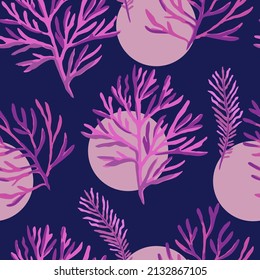 Original seamless pattern with sea weeds for design, decor and textile. 