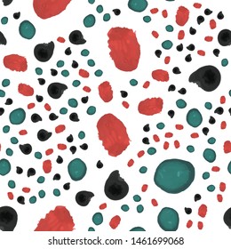 Original Seamless pattern Smear paint Black and Dark moderate cyan and red colors. For your design, textile, pattern fills, box, posters, cards, etc. 