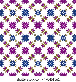 original seamless patterns for embroidery. floral theme. Pixel Mosaic. vector illustration. for the textile industry, home crafts