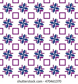 original seamless patterns for embroidery. floral theme. Pixel Mosaic. vector illustration. for the textile industry, home crafts