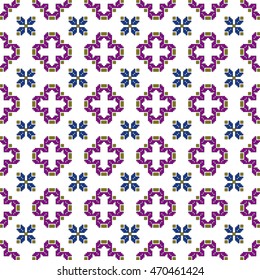 original seamless patterns for embroidery. floral theme. Pixel Mosaic. vector illustration. for the textile industry, home crafts