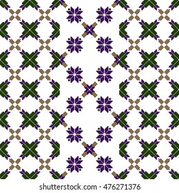 original seamless patterns for embroidery. floral theme. Pixel Mosaic. vector illustration. boho art for printing, the boundary of patterns, textures and textiles, home crafts