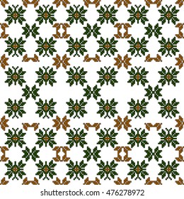 original seamless patterns for embroidery. floral theme. Pixel Mosaic. vector illustration. boho art for printing