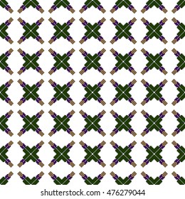 original seamless patterns for embroidery. floral theme. Pixel Mosaic. vector illustration. boho art for printing