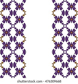original seamless patterns for embroidery. floral theme. Pixel Mosaic. vector illustration. boho art for printing