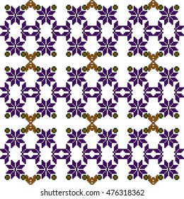 original seamless patterns for embroidery. floral theme. Pixel Mosaic. vector illustration. boho art for printing