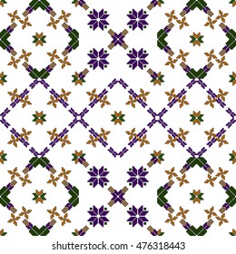 original seamless patterns for embroidery. floral theme. Pixel Mosaic. vector illustration. boho art for printing