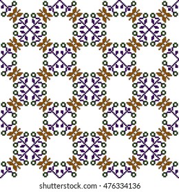original seamless patterns for embroidery. floral theme. Pixel Mosaic. vector illustration. boho art for printing, the boundary of patterns, textures and textiles, home crafts