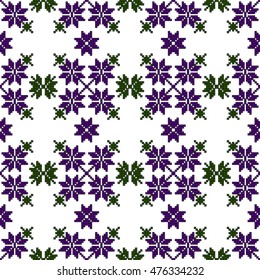 original seamless patterns for embroidery. floral theme. Pixel Mosaic. vector illustration. boho art for printing, the boundary of patterns, textures and textiles, home crafts
