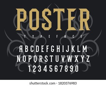 Original Serifenschrift für Poster oder Logo-Design. Abstrakte Design-Elemente als Bonus. Vektorgrafik