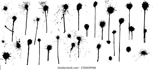 Original Spritzgraffiti. Schwarze Spritzen einzeln auf transparentem Hintergrund. Grunge. Dirty Urban Stil.