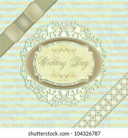 The original set of vintage items on seamless background, postcard to your wedding day