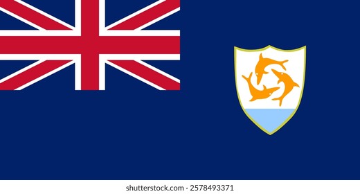 Original and simple Anguilla flag isolated vector in official colors and proportion correctly of Anguilla