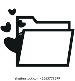 Original simple black and white heart folder icon design for Valentine's Day	