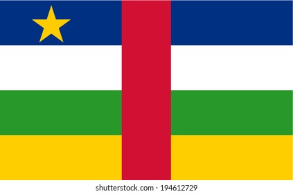 original and simple Central African Republic flag isolated vector in official colors and Proportion Correctly
