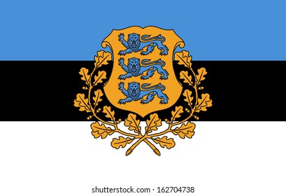 original and simple Estonia Presidential flag (on land) isolated vector in official colors and Proportion Correctly