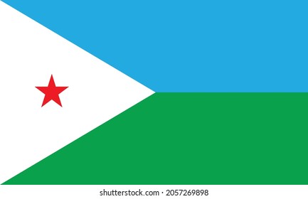 original and simple flag.  isolated vector image in official colors and Proportion Correctly,The national flag of Djibouti. is a horizontal flag bicolor with equal bands of light blue and light green,