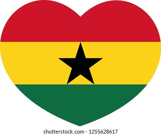 original and simple Ghana flag isolated vector in official colors and Proportion Correctly. Heart shaped