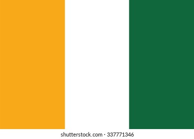 original and simple Ivory Coast flag isolated vector in official colors and Proportion Correctly
