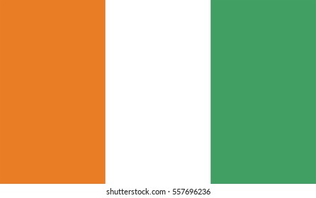 original and simple Ivory Coast flag isolated vector in official colors and Proportion Correctly