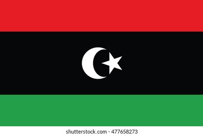 original and simple Libya flag isolated vector in official colors and Proportion Correctly, tree color. Flag of Libya